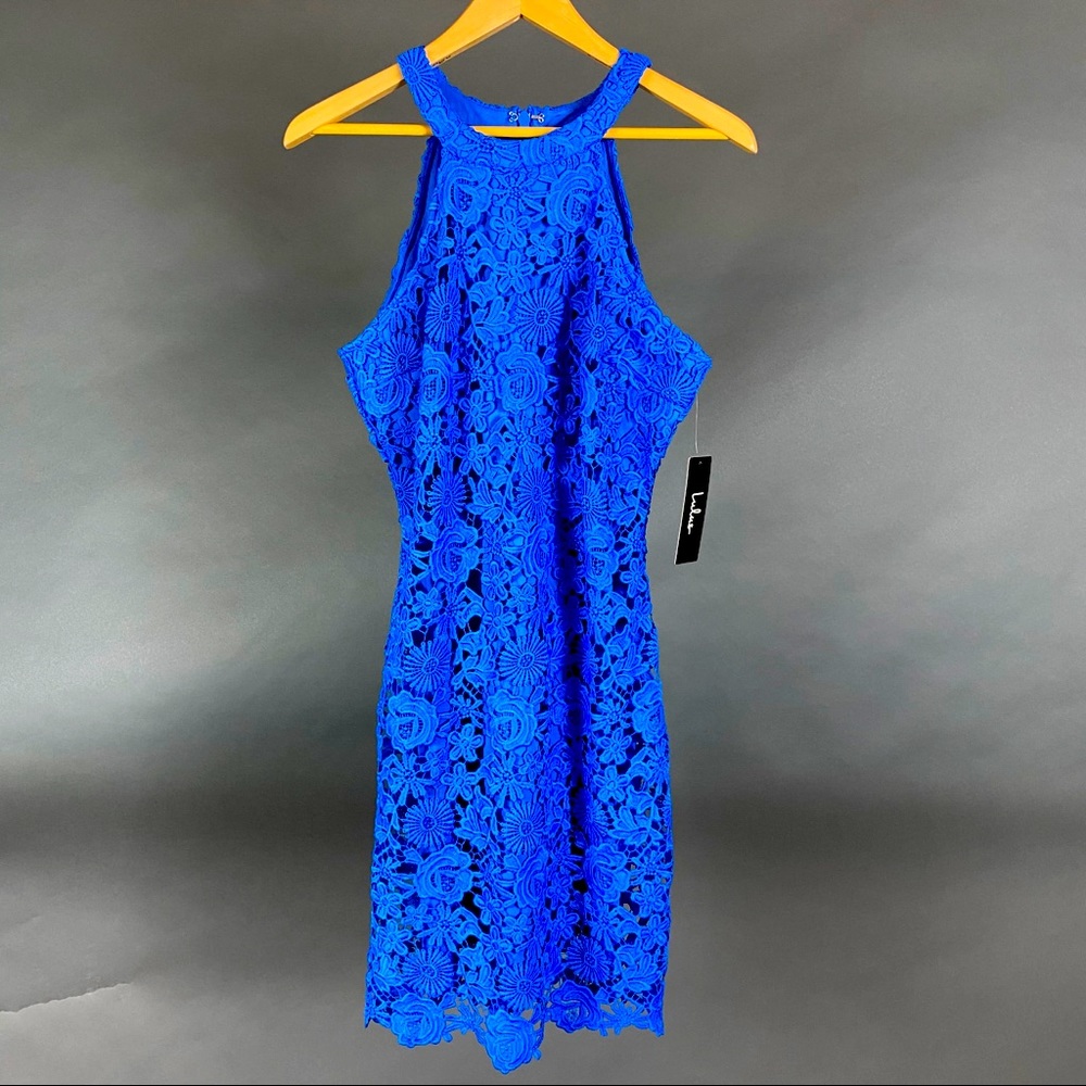Lulus Evening Lace Halter Top Dress